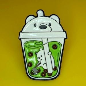 Pin: Polar Bear Boba enamel pin, kawaii